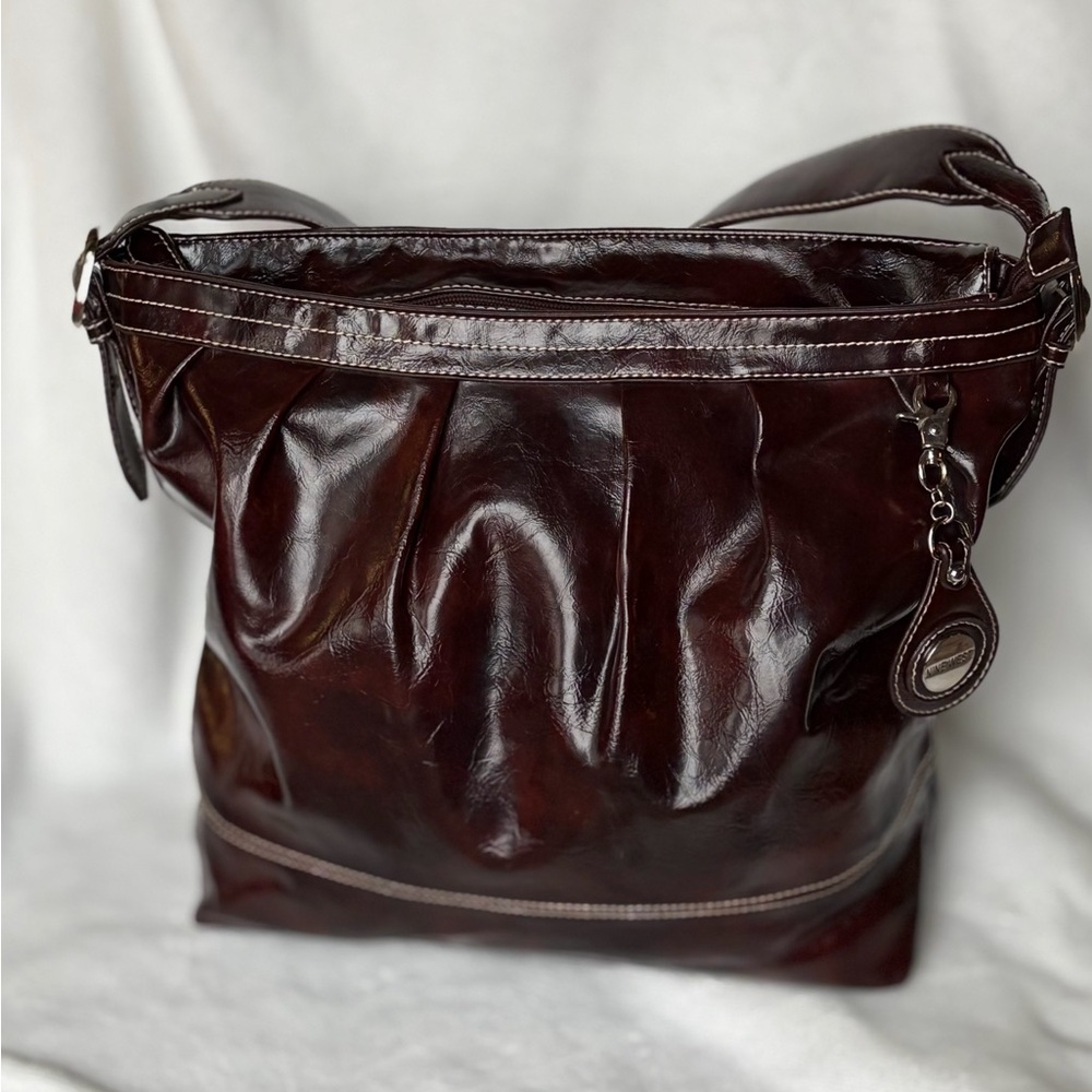 Vintage Nine West Glossy Pleated Hobo Bag
